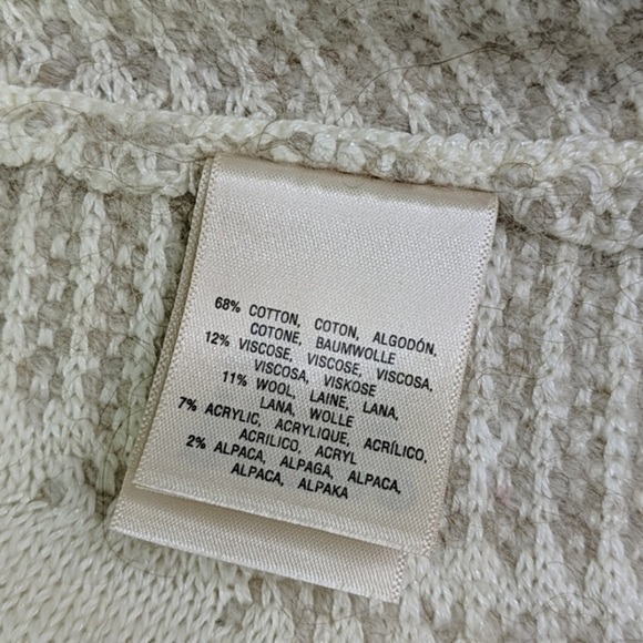 Anthropologie Moth Nevis Cream Fringe Wool Alpaca Cardigan size LP bohemian‎ - Picture 5 of 13